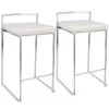 Fuji White Stackable Counter Stool (Set of 2) by Lumisource -Cheap Lumisource Store white faux leather stainless steel lumisource bar stools cs fuji w2 64 1000