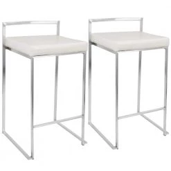 Fuji White Stackable Counter Stool (Set of 2) by Lumisource