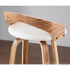 Grotto 29.75 in. Counter Height Bar Stool in White Faux Leather and Zebra Wood (Set of 2) by Lumisource -Cheap Lumisource Store white faux leather zebra wood lumisource bar stools b24 grotto2 swvr zbw2 1f 1000