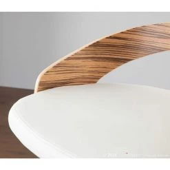 Grotto 29.75 in. Counter Height Bar Stool in White Faux Leather and Zebra Wood (Set of 2) by Lumisource -Cheap Lumisource Store white faux leather zebra wood lumisource bar stools b24 grotto2 swvr zbw2 4f 1000