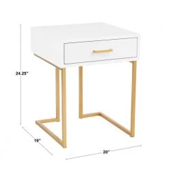 Midas Contemporary-Glam Side Table in Gold Metal and White Wood by Lumisource -Cheap Lumisource Store white gold lumisource end side tables tb midas auw 4f 1000