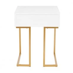 Midas Contemporary-Glam Side Table in Gold Metal and White Wood by Lumisource -Cheap Lumisource Store white gold lumisource end side tables tb midas auw 66 1000
