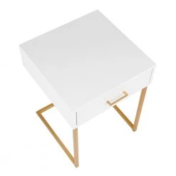 Midas Contemporary-Glam Side Table in Gold Metal and White Wood by Lumisource -Cheap Lumisource Store white gold lumisource end side tables tb midas auw a0 1000