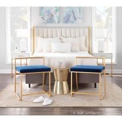 Midas Contemporary-Glam Side Table in Gold Metal and White Wood by Lumisource -Cheap Lumisource Store white gold lumisource end side tables tb midas auw c3 1000
