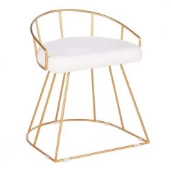 Canary 18 in. Gold Vanity Stool with White Velvet Cushion by Lumisource