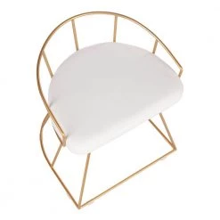 Canary 18 in. Gold Vanity Stool with White Velvet Cushion by Lumisource -Cheap Lumisource Store white gold lumisource makeup vanities b18 canary auvw 76 1000