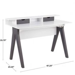 Wishbone 47.25 in. Rectangular White and Grey Wood 2-Drawer Writing Desk by Lumisource -Cheap Lumisource Store white grey wood lumisource writing desks ofd wish gyw 4f 1000