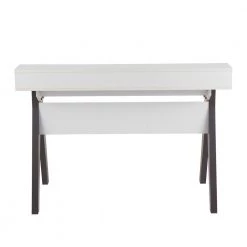 Wishbone 47.25 in. Rectangular White and Grey Wood 2-Drawer Writing Desk by Lumisource -Cheap Lumisource Store white grey wood lumisource writing desks ofd wish gyw 66 1000