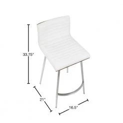 Mason 26 in. White Faux Leather Counter Stool (Set of 2) by Lumisource -Cheap Lumisource Store white lumisource bar stools b26 msnsw wlw2 40 1000