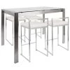 Fuji 5-Piece White and Brushed Stainless Steel Counter Height Dining Set by Lumisource -Cheap Lumisource Store white lumisource dining room sets c fuji5 ss w 64 1000
