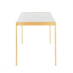 Fuji Gold Metal Dining Table with White Marble Top by Lumisource -Cheap Lumisource Store white marble gold metal lumisource kitchen dining tables dt fuj4728 auwm e1 1000