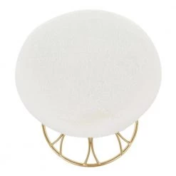 Jasmine White Plush Fabric and Gold Vanity Stool by Lumisource -Cheap Lumisource Store white plush fabric lumisource makeup vanities b18 jasmine plsh auw a0 1000