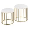 Canary Nesting White Plush Fabric and Gold Ottoman Set by Lumisource
