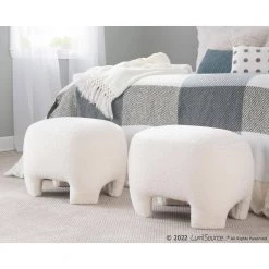 Ashland White Sherpa Ottoman by Lumisource -Cheap Lumisource Store white sherpa lumisource ottomans ot ashlandshrpa w 31 1000
