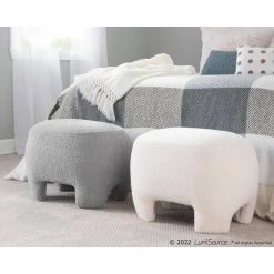 Ashland White Sherpa Ottoman by Lumisource -Cheap Lumisource Store white sherpa lumisource ottomans ot ashlandshrpa w c3 1000