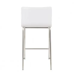 Mara 26 in. White Faux Leather and Stainless Steel Counter Stool (Set of 2) by Lumisource -Cheap Lumisource Store white silver lumisource bar stools b26 maraup ssw2 66 1000