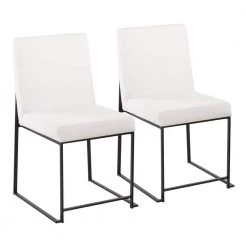 Fuji White Velvet and Black Steel High Back Dining Side Chair (Set of 2) by Lumisource