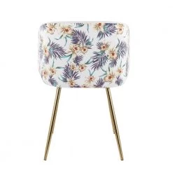 Fran White Velvet and Gold Dining Chair with Floral Pattern Accent (Set of 2) by Lumisource -Cheap Lumisource Store white velvet gold lumisource dining chairs ch fran floral auvw2 66 1000