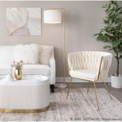 Braided Renee White Velvet and Gold Metal Arm Chair by Lumisource 11 Braided Renee White Velvet and Gold Metal Arm Chair by Lumisource -Cheap Lumisource Store white velvet gold metal lumisource dining chairs ch brdrenee auvw 31 1000