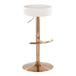 Dot 35 in. White Velvet and Gold Steel Backless Metal Adjustable Bar Stool by Lumisource