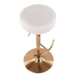 Dot 35 in. White Velvet and Gold Steel Backless Metal Adjustable Bar Stool by Lumisource -Cheap Lumisource Store white velvet gold steel lumisource bar stools bs dot auvw a0 1000