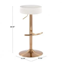 Dot 35 in. White Velvet and Gold Steel Backless Metal Adjustable Bar Stool by Lumisource -Cheap Lumisource Store white velvet gold steel lumisource bar stools bs dot auvw c3 1000