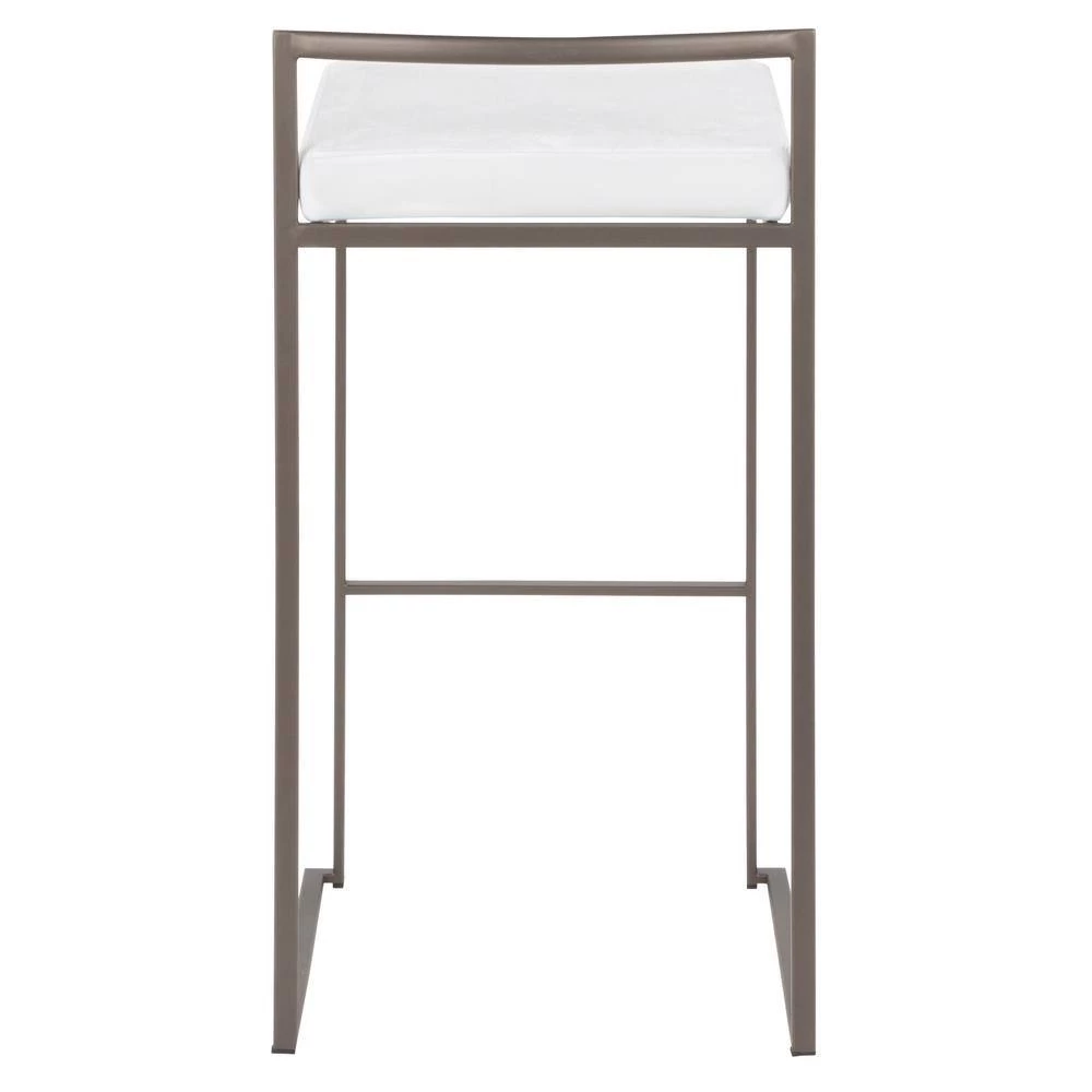 Fuji 30 in. Antique Stackable Bar Stool with White Velvet Cushion (Set of 2) by Lumisource 5 Fuji 30 in. Antique Stackable Bar Stool with White Velvet Cushion (Set of 2) by Lumisource - Image 3