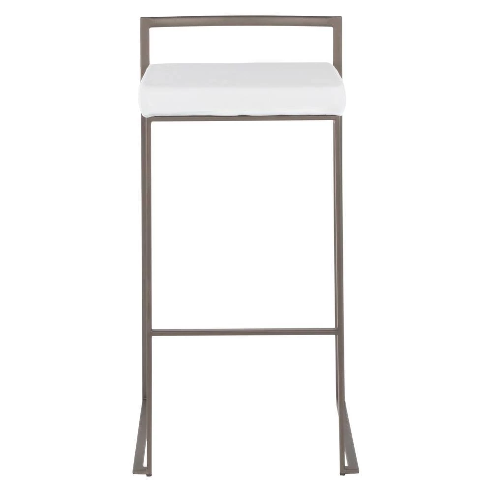 Fuji 30 in. Antique Stackable Bar Stool with White Velvet Cushion (Set of 2) by Lumisource 4 Fuji 30 in. Antique Stackable Bar Stool with White Velvet Cushion (Set of 2) by Lumisource - Image 2