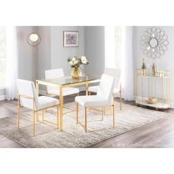 Fuji White Velvet Gold High Back Dining Chair (Set of 2) by Lumisource -Cheap Lumisource Store white velvet lumisource dining chairs dc hbfuji auvw2 31 1000