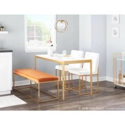 Fuji White Velvet Gold High Back Dining Chair (Set of 2) by Lumisource -Cheap Lumisource Store white velvet lumisource dining chairs dc hbfuji auvw2 4f 1000