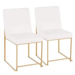 Fuji White Velvet Gold High Back Dining Chair (Set of 2) by Lumisource