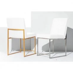 Fuji White Velvet Gold High Back Dining Chair (Set of 2) by Lumisource -Cheap Lumisource Store white velvet lumisource dining chairs dc hbfuji auvw2 c3 1000