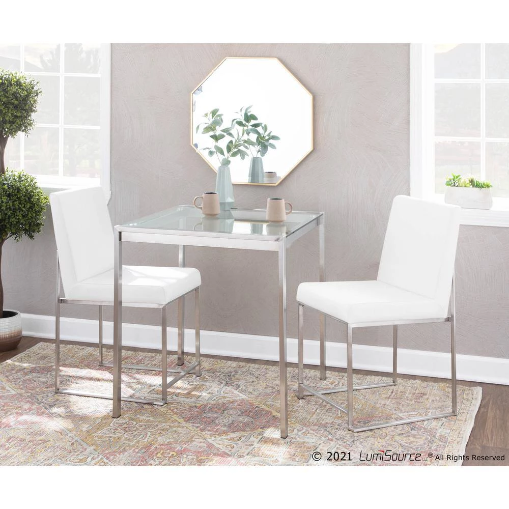 Fuji White Velvet Stainless Steel High Back Dining Chair (Set of 2) by Lumisource 10 Fuji White Velvet Stainless Steel High Back Dining Chair (Set of 2) by Lumisource - Image 8