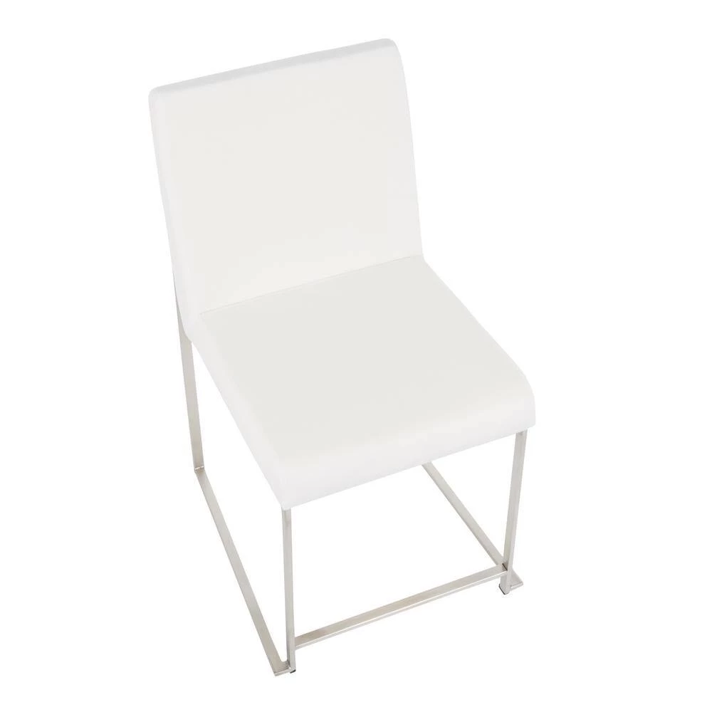 Fuji White Velvet Stainless Steel High Back Dining Chair (Set of 2) by Lumisource 5 Fuji White Velvet Stainless Steel High Back Dining Chair (Set of 2) by Lumisource - Image 3