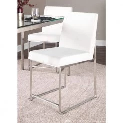 Fuji White Velvet Stainless Steel High Back Dining Chair (Set of 2) by Lumisource 14 Fuji White Velvet Stainless Steel High Back Dining Chair (Set of 2) by Lumisource -Cheap Lumisource Store white velvet lumisource dining chairs dc hbfuji ssvw2 c3 1000