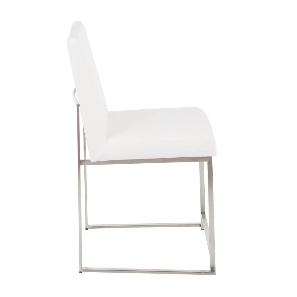 Fuji White Velvet Stainless Steel High Back Dining Chair (Set of 2) by Lumisource 4 Fuji White Velvet Stainless Steel High Back Dining Chair (Set of 2) by Lumisource - Image 2