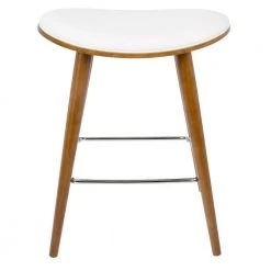Saddle 26 in. Walnut and White Faux Leather Counter Stool (Set of 2) by Lumisource -Cheap Lumisource Store white walnut lumisource bar stools b26 sadl wl w2 66 1000