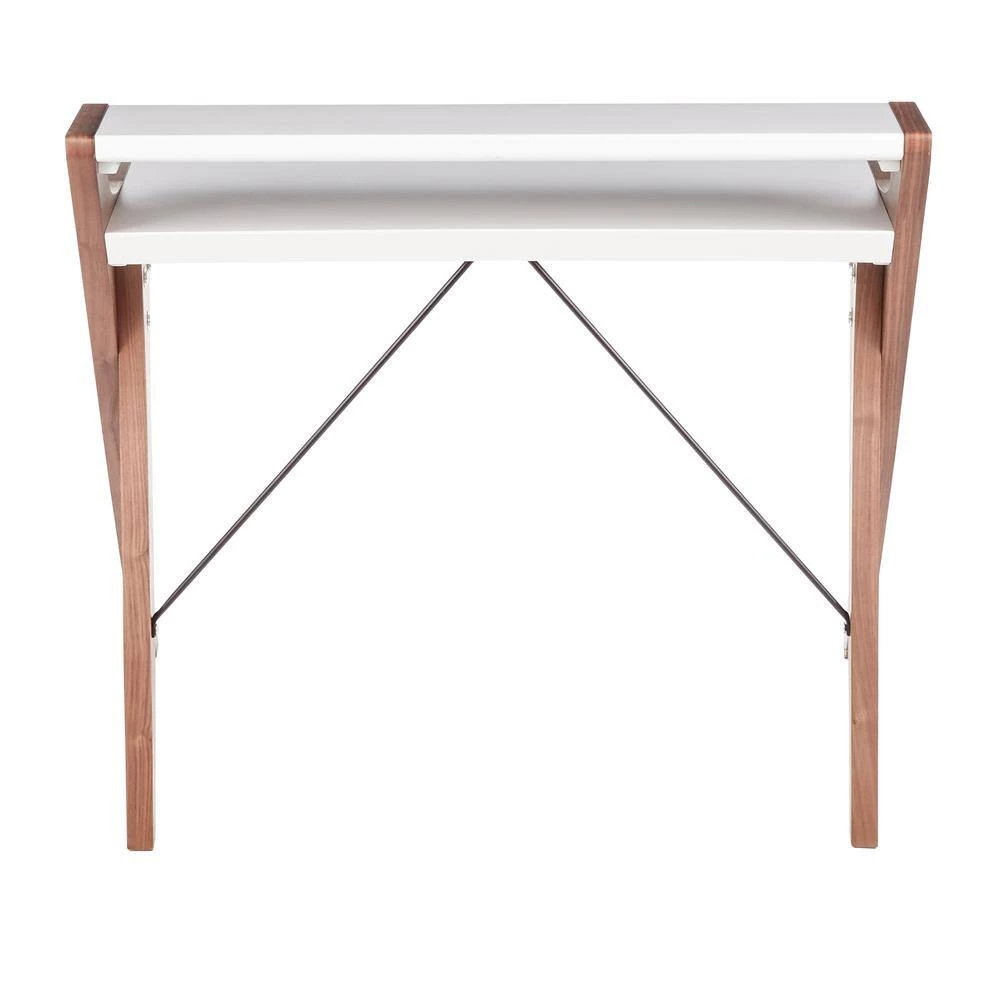 43 in. Rectangular White/Walnut Writing Desk with Hutch by Lumisource 6 43 in. Rectangular White/Walnut Writing Desk with Hutch by Lumisource - Image 4