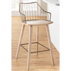 Winston 37 in. Counter Stool in White Washed Wood and Antique Copper Metal by Lumisource -Cheap Lumisource Store white washed antique copper lumisource bar stools b26 winstn wwancu c3 1000