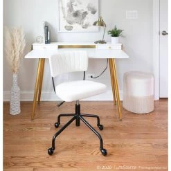 Harvey 47.5 in. Rectangular White Wood and Gold Metal 2-Drawer Writing Desk with Gold Accents by Lumisource 12 Harvey 47.5 in. Rectangular White Wood and Gold Metal 2-Drawer Writing Desk with Gold Accents by Lumisource -Cheap Lumisource Store white wood gold metal lumisource writing desks ofd hrvy auw 31 1000