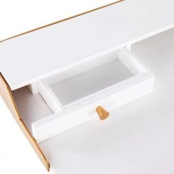 Harvey 47.5 in. Rectangular White Wood and Gold Metal 2-Drawer Writing Desk with Gold Accents by Lumisource 11 Harvey 47.5 in. Rectangular White Wood and Gold Metal 2-Drawer Writing Desk with Gold Accents by Lumisource -Cheap Lumisource Store white wood gold metal lumisource writing desks ofd hrvy auw 77 1000