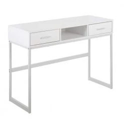 Franklin 15.5 in. White Wood and White Rectangle Metal Console Table with Drawers by Lumisource