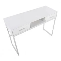 Franklin 15.5 in. White Wood and White Rectangle Metal Console Table with Drawers by Lumisource -Cheap Lumisource Store white wood white metal lumisource console tables tbc franklin ww a0 1000