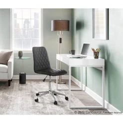 Drift 43.25 in. White Wood and Steel Writing Desk by Lumisource -Cheap Lumisource Store white wood white steel lumisource writing desks ofd drift ww 31 1000