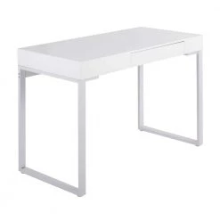 Drift 43.25 in. White Wood and Steel Writing Desk by Lumisource