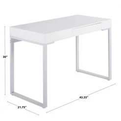 Drift 43.25 in. White Wood and Steel Writing Desk by Lumisource -Cheap Lumisource Store white wood white steel lumisource writing desks ofd drift ww c3 1000