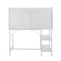 Geo Shelf 47.25 in. Rectangular White Wood & White Steel Writing Desk with 3 Shelves by Lumisource -Cheap Lumisource Store white wood white steel lumisource writing desks ofd geoshf ww 66 1000
