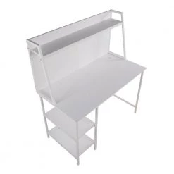 Geo Shelf 47.25 in. Rectangular White Wood & White Steel Writing Desk with 3 Shelves by Lumisource -Cheap Lumisource Store white wood white steel lumisource writing desks ofd geoshf ww a0 1000