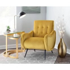 Rafael Yellow Velvet and Black Lounge Chair by Lumisource -Cheap Lumisource Store yellow lumisource accent chairs chr rafael bkvy 31 1000