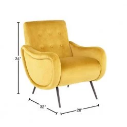 Rafael Yellow Velvet and Black Lounge Chair by Lumisource -Cheap Lumisource Store yellow lumisource accent chairs chr rafael bkvy 40 1000